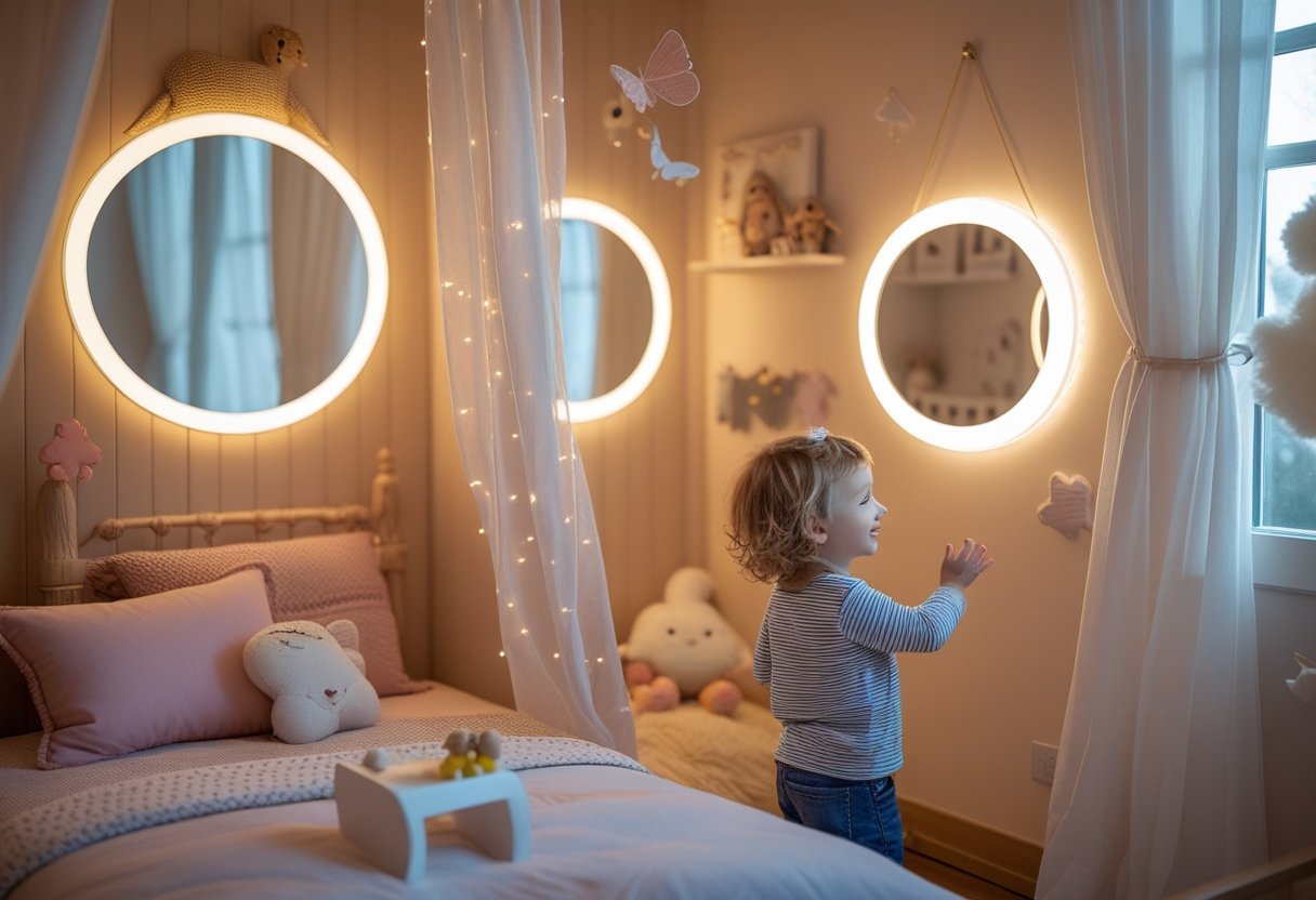 Sådan skaber du et magisk børneværelse med oplyste runde spejle